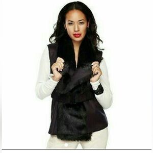 K Dash by Kardashian Black Faux Fur Vest